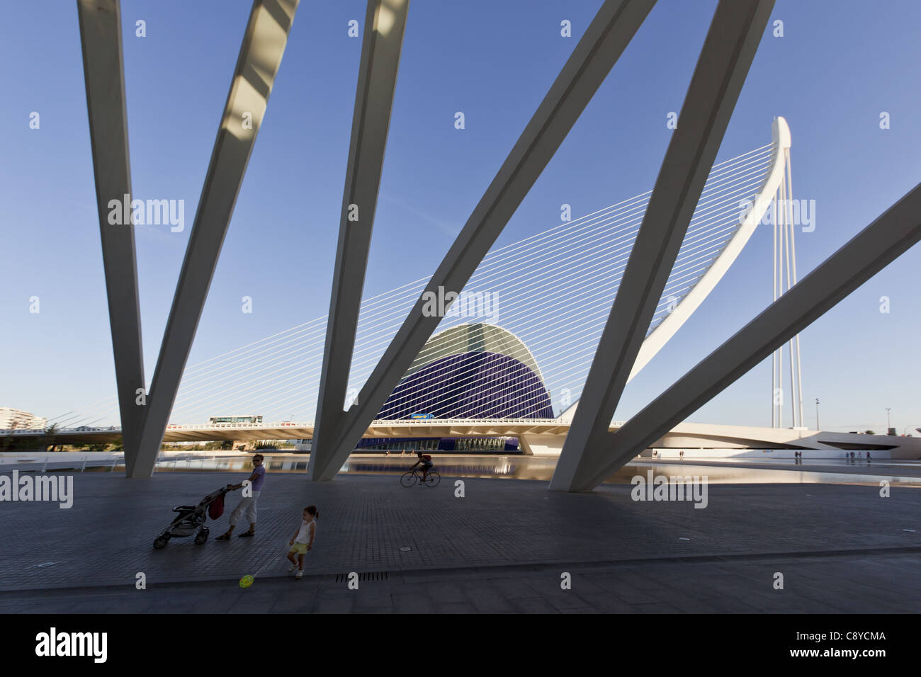 Agora, Puente de l Assut, bridge, Città delle Scienze, Calatrava, Valencia, Spagna Foto Stock