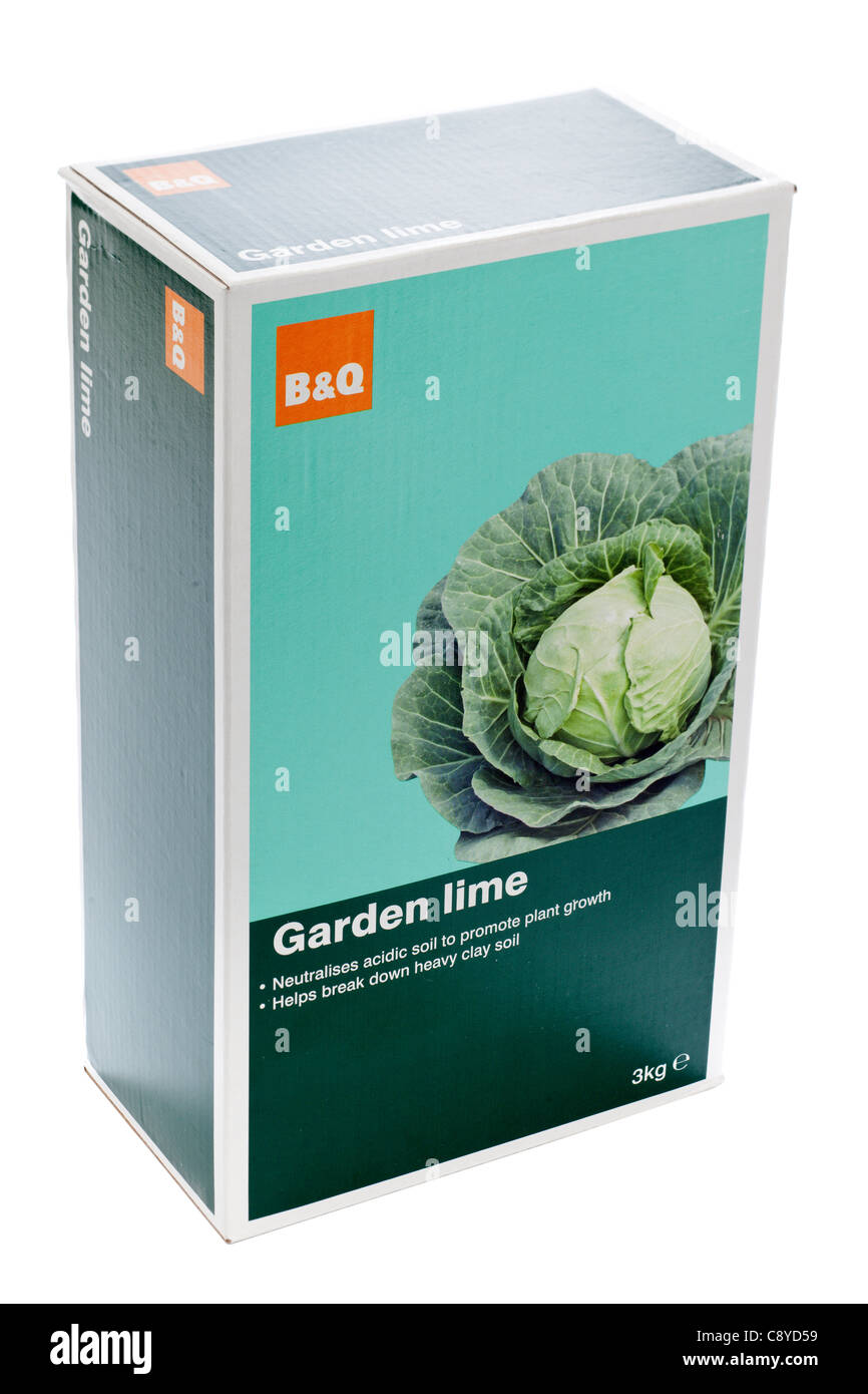 3 kg box di B&Q giardino calce condizionatore di suolo Foto Stock