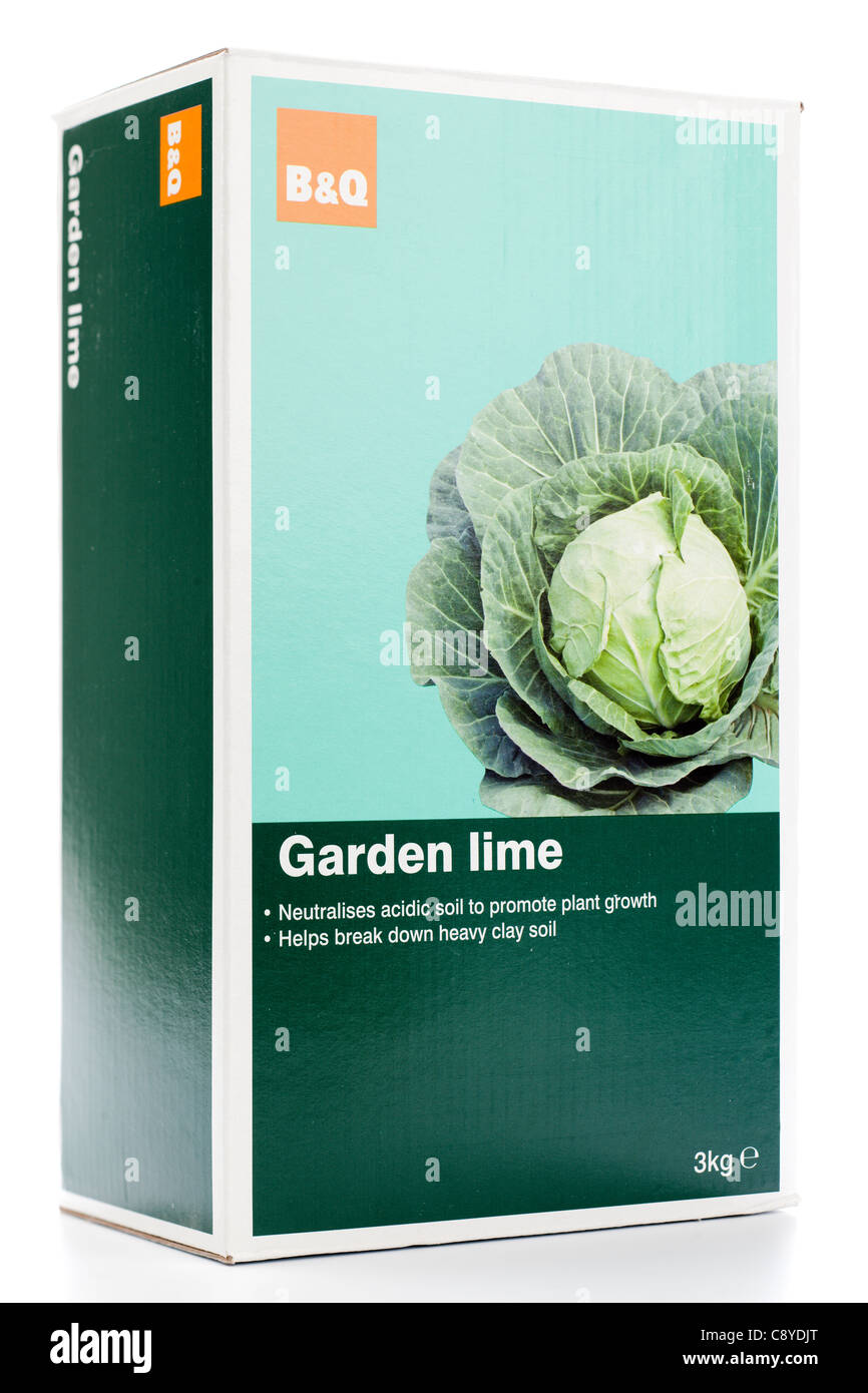 3 kg box di B&Q giardino acida di calce condizionatore di suolo Foto Stock