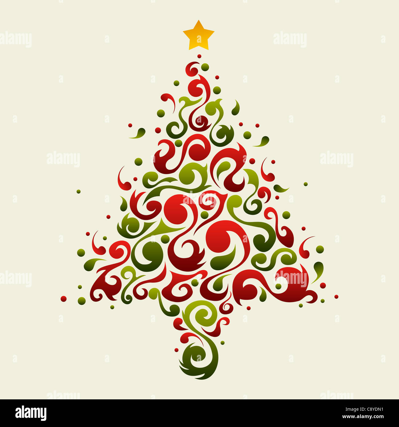 Albero di Natale fatto con il verde e il rosso floreale forme ornamentali Foto Stock