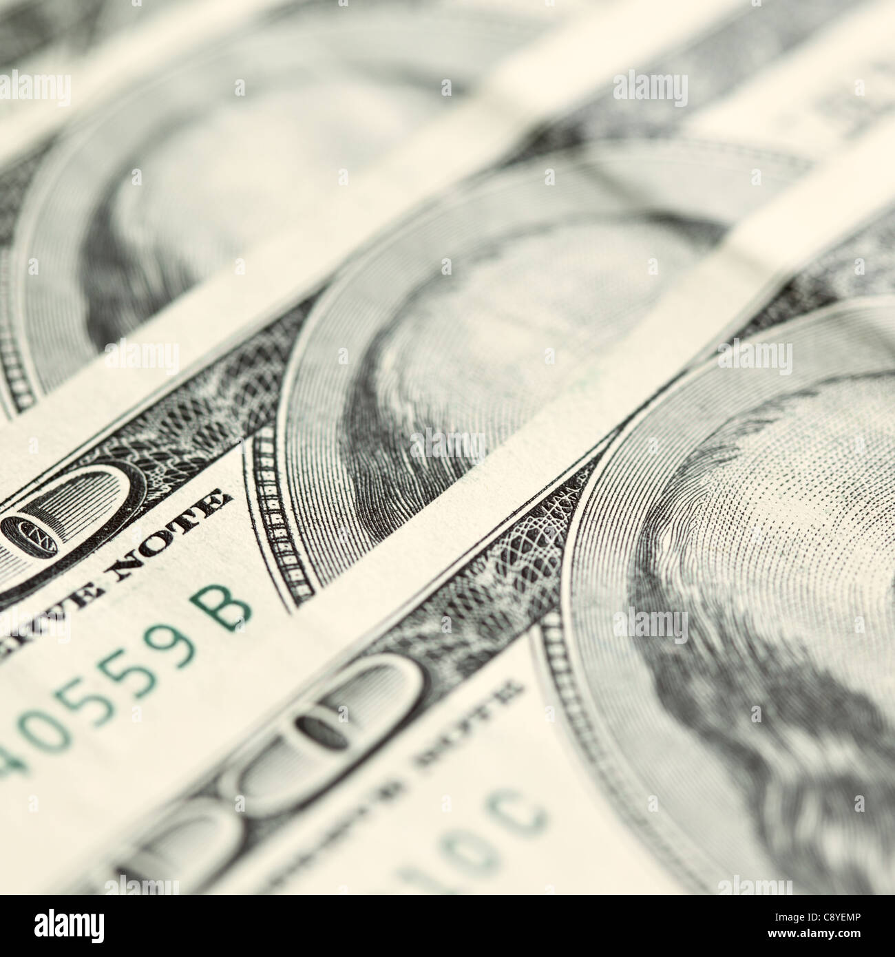 Pensa! -- Dollari Americani di banconote di close-up. DOF poco profondo Foto Stock
