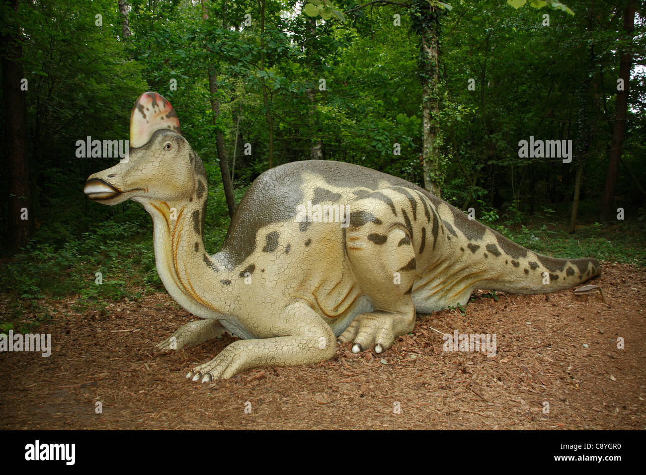 Corythosaurus (casco lucertola) nel Parco Leba dinosauro (parco a tema),  Polonia Foto stock - Alamy