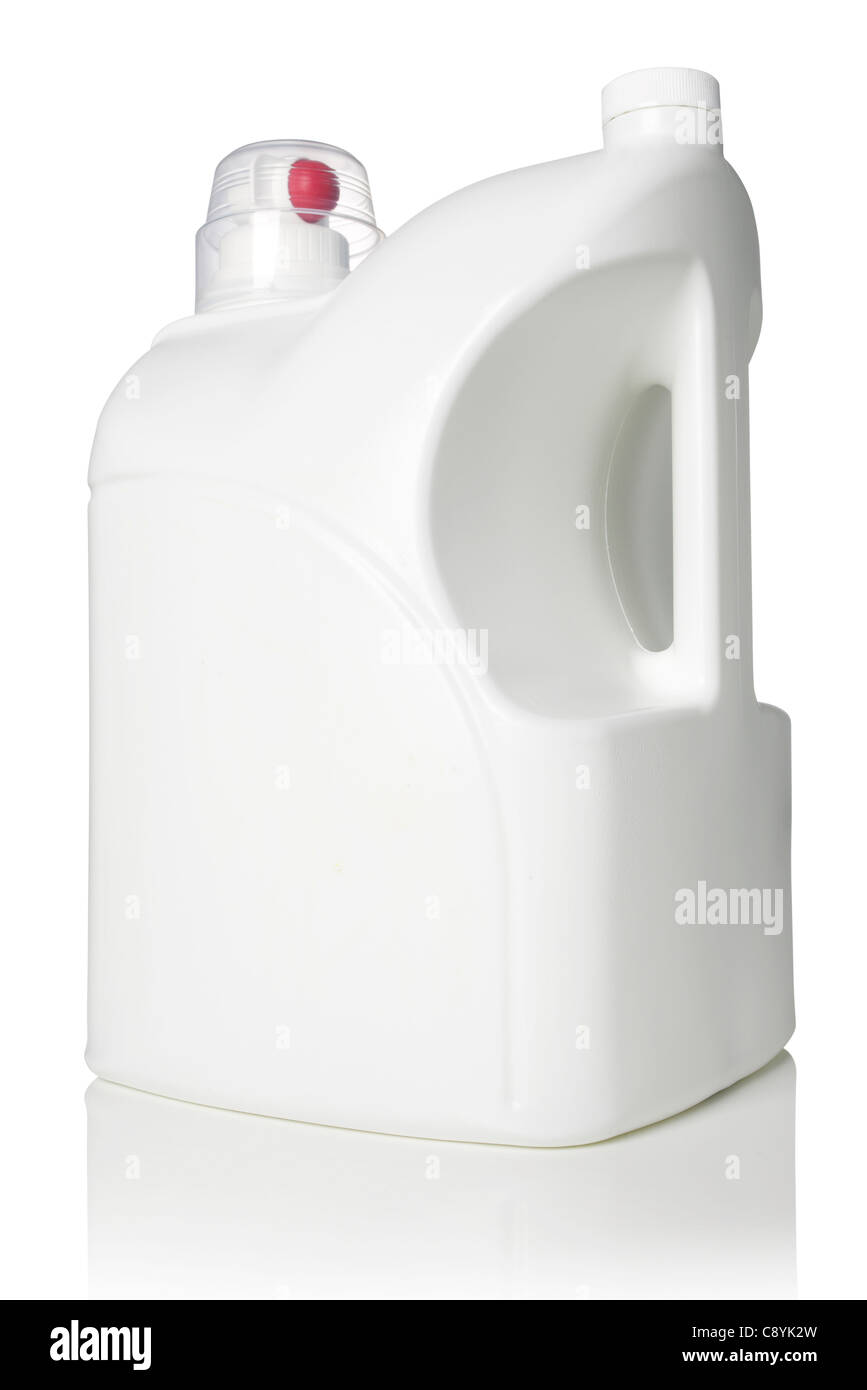 Bottiglia di plastica bianca Foto Stock