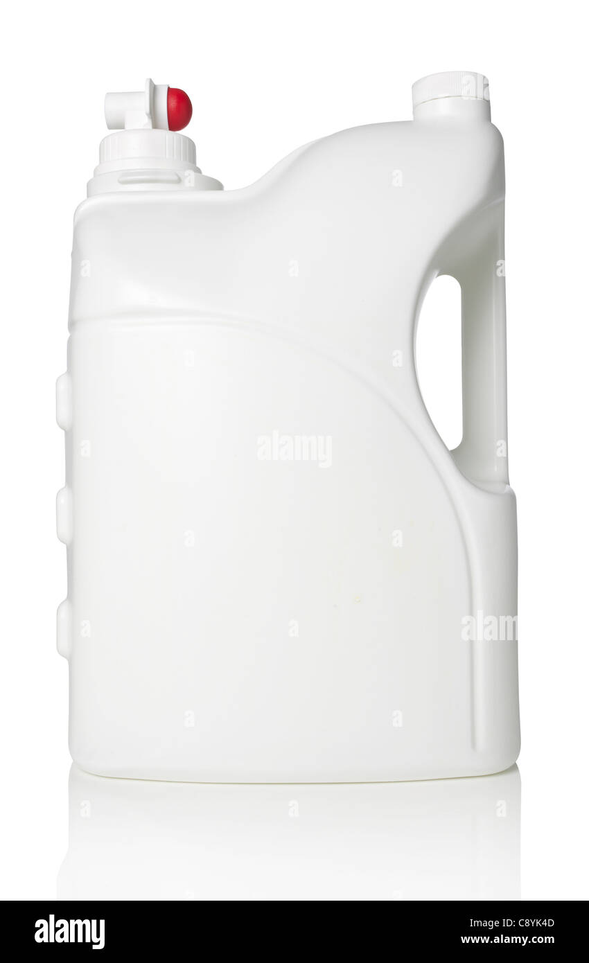 Bottiglia di plastica bianca Foto Stock