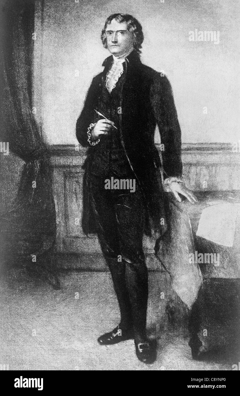 Ritratto d'epoca dello statista americano Thomas Jefferson (1743 - 1826) - il 3° presidente degli Stati Uniti (1801 - 1809). Foto Stock