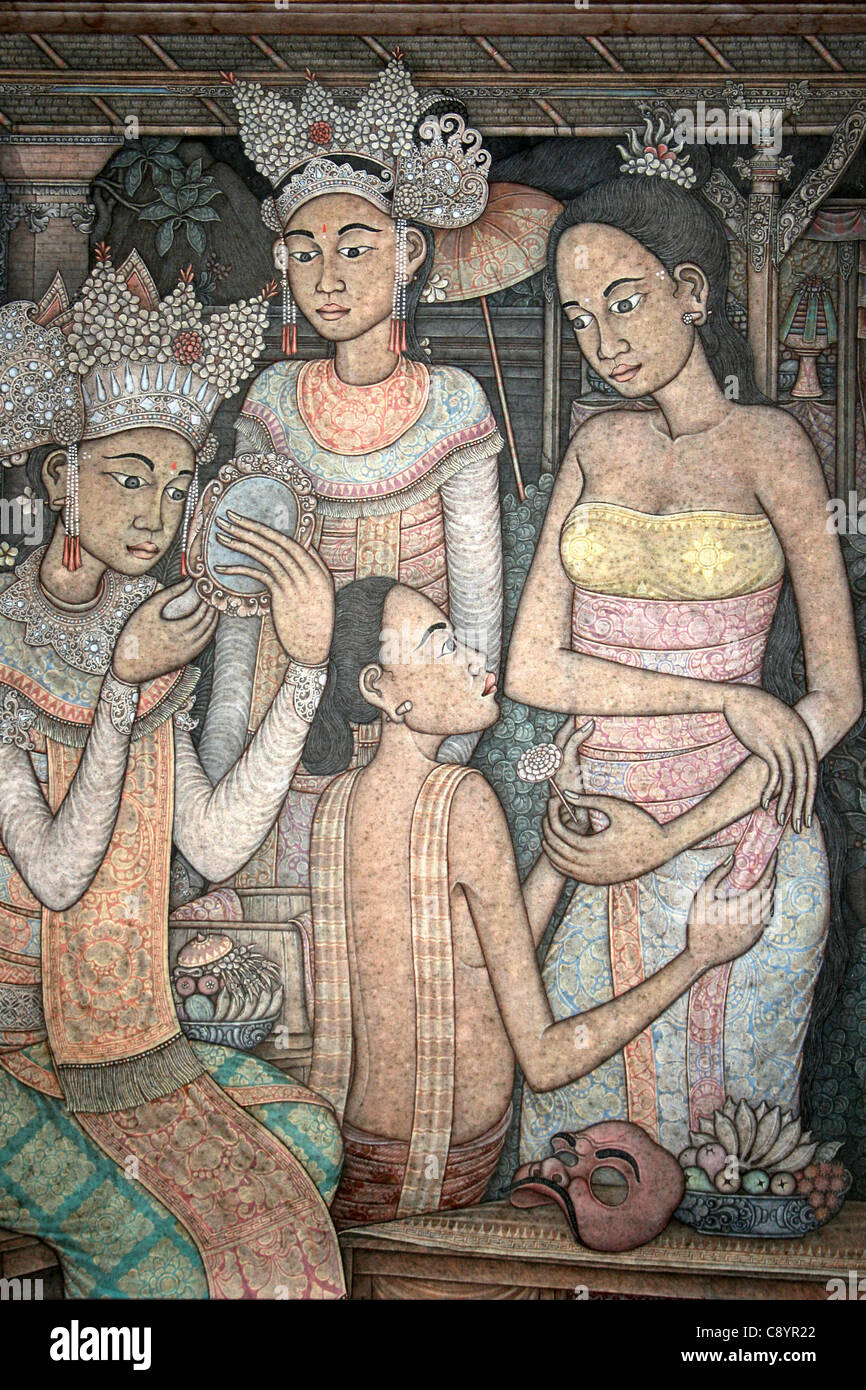 Stile Keliki pittura del Signore Balinese in abito tradizionale Foto Stock