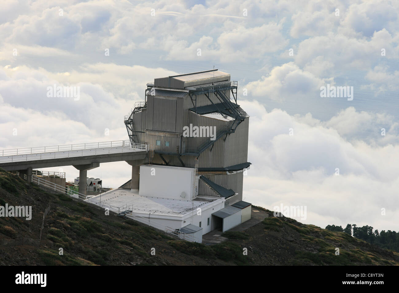 Telescopio Nazionale Galileo, TNG, su El Roque de los Muchachos, il vertice di La Palma nelle Isole Canarie, Spagna Foto Stock