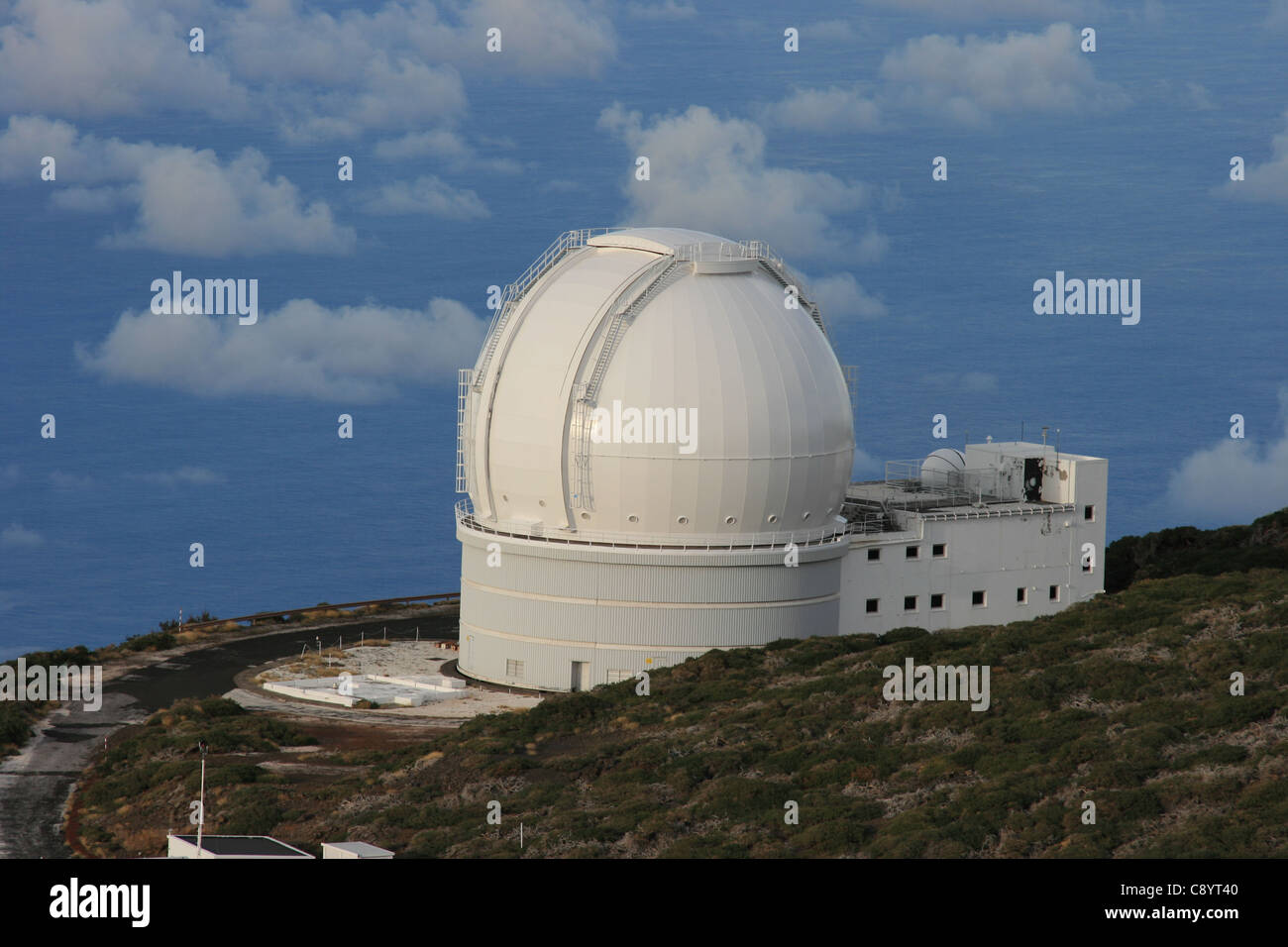 William Herschel telescopio, WHT, su El Roque de los Muchachos, il vertice di La Palma nelle Isole Canarie, Spagna Foto Stock