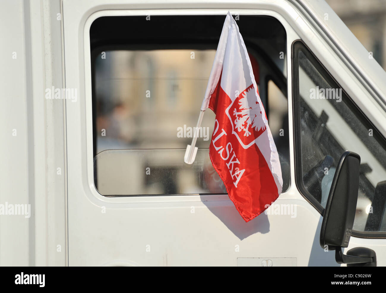 Un servizio di ambulanza ai funerali del Presidente polacco Lech Kaczynski, aprile 2010, Trafalgar Square, London, Regno Unito Foto Stock
