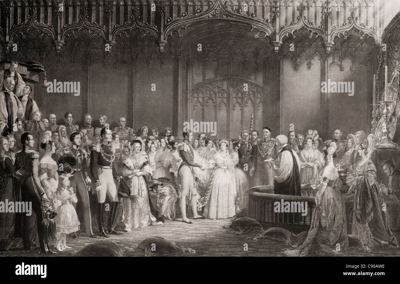 Il matrimonio della regina Vittoria e il principe Alberto, 1840. Foto Stock