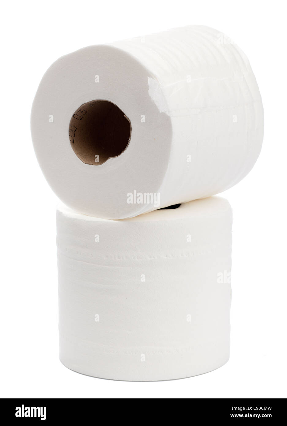 Bianco due rotoli di carta igienica Foto stock - Alamy