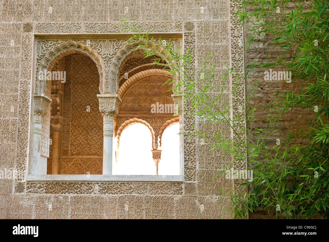 Dettaglio del Palacio de Generalife, Alhambra di Granada, Andalusia, Spagna, Europa Foto Stock