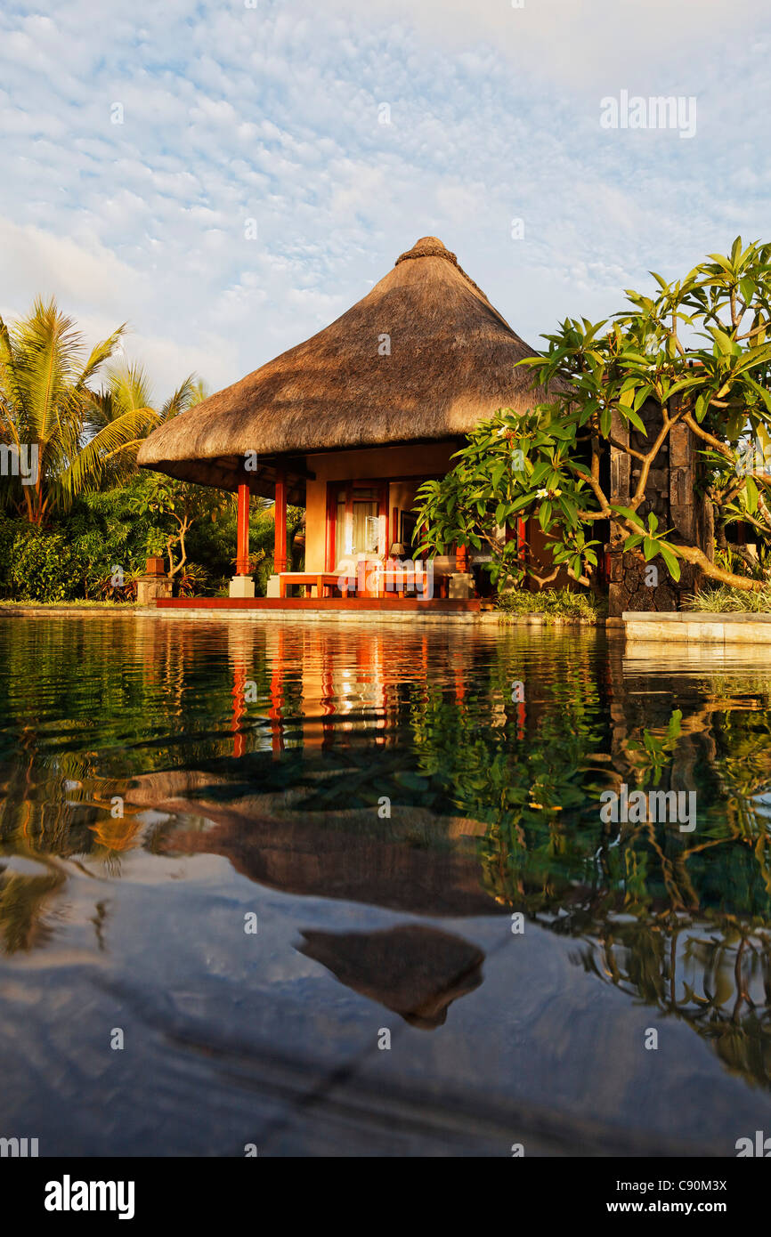 Vista idilliaca Master suite del Shanti Maurice Resort, Souillac, Mauritius, Africa Foto Stock