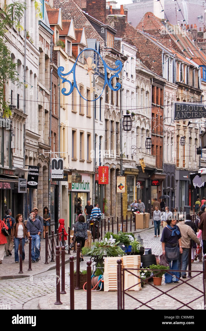 Rue de la Clef, Lille, Francia Foto Stock