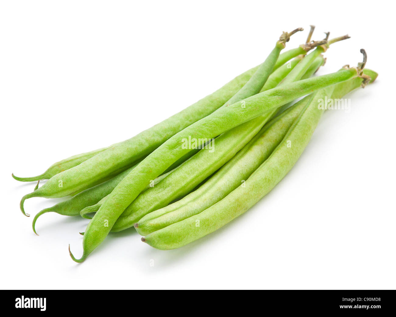 Francese di fagiolo verde isolato vegetali su bianco Foto Stock