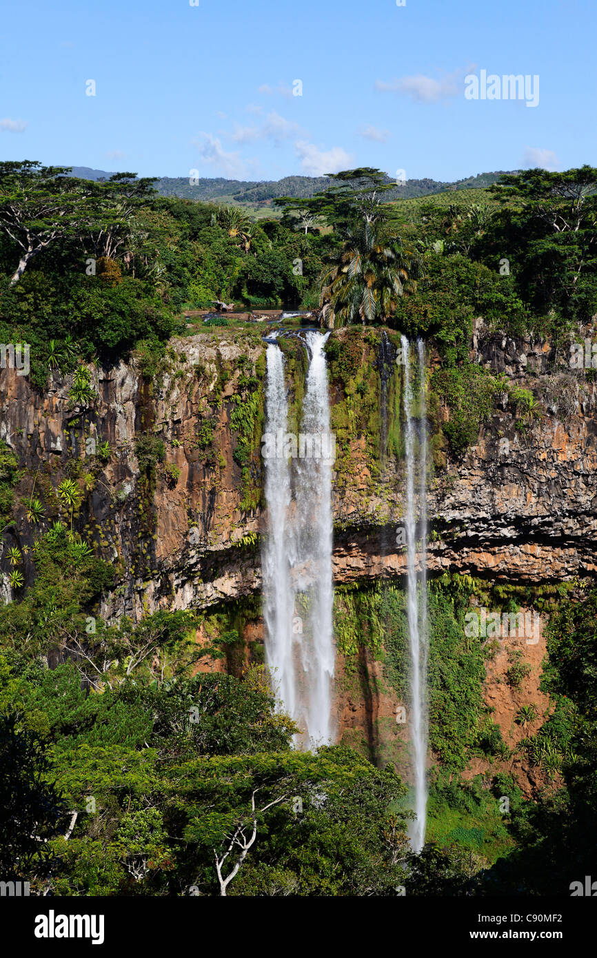 Cascata di St.Denis fiume (127 m di altezza), Chamarel, Mauritius, Africa Foto Stock