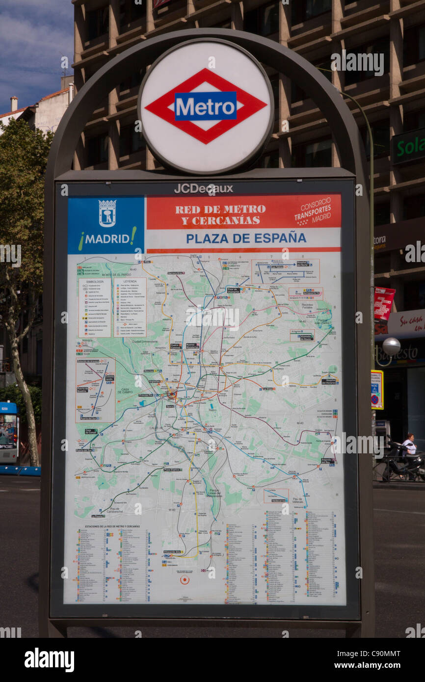 Madrid mappa cartello in strada Spagna Foto Stock