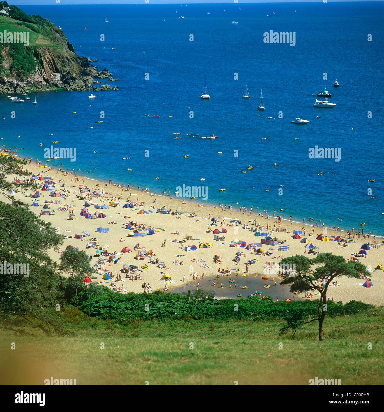 Blackpool Sands si trova nel South Hams in South Devon e è una graziosa insenatura all'estremità settentrionale della baia di inizio. Si tratta di una Bandiera Blu Foto Stock