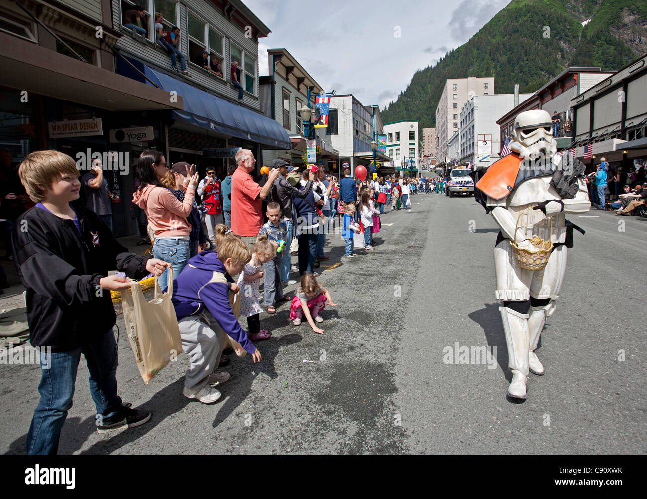 Uomo con star wars travestimento. 4 luglio parata. Juneau. L'Alaska. Stati Uniti d'America Foto Stock