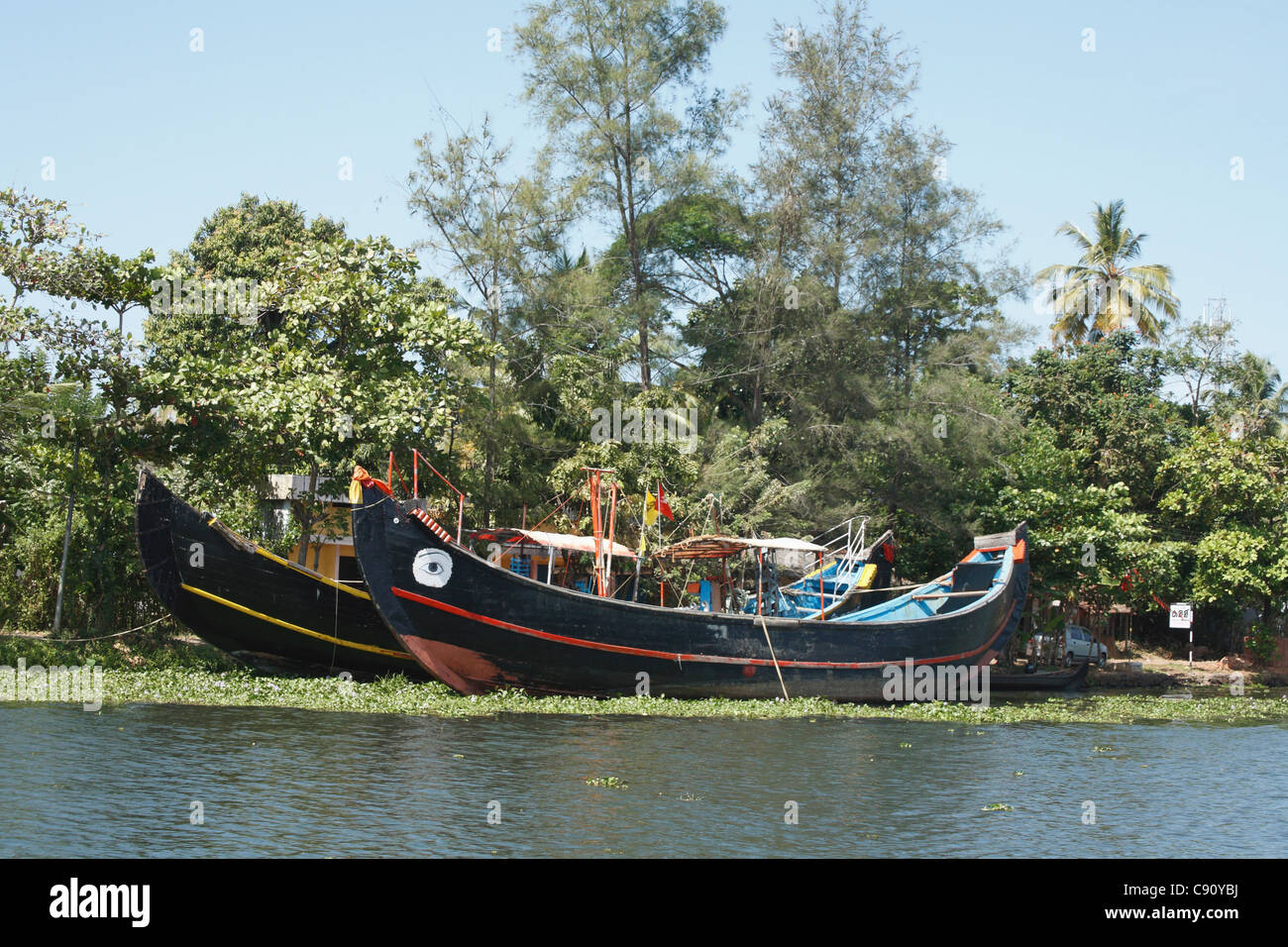 Kettuvallam sono un genere distintivo della grande barca si trovano nelle acque intorno a Cochin. Ci sono ancora barche da lavoro sul Foto Stock