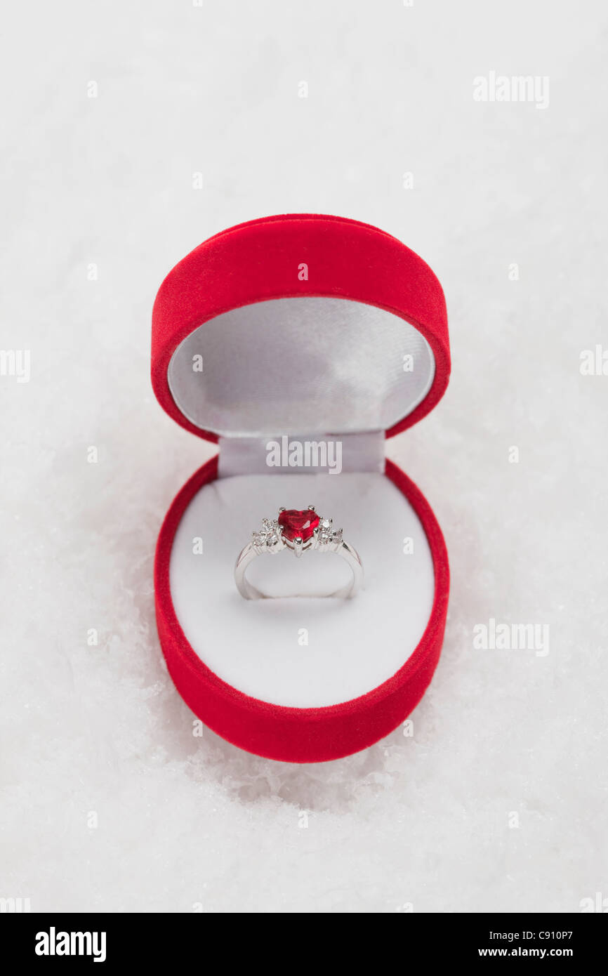 Stati Uniti d'America, Illinois, Metamora, anello in argento nella casella di gioielli Foto Stock