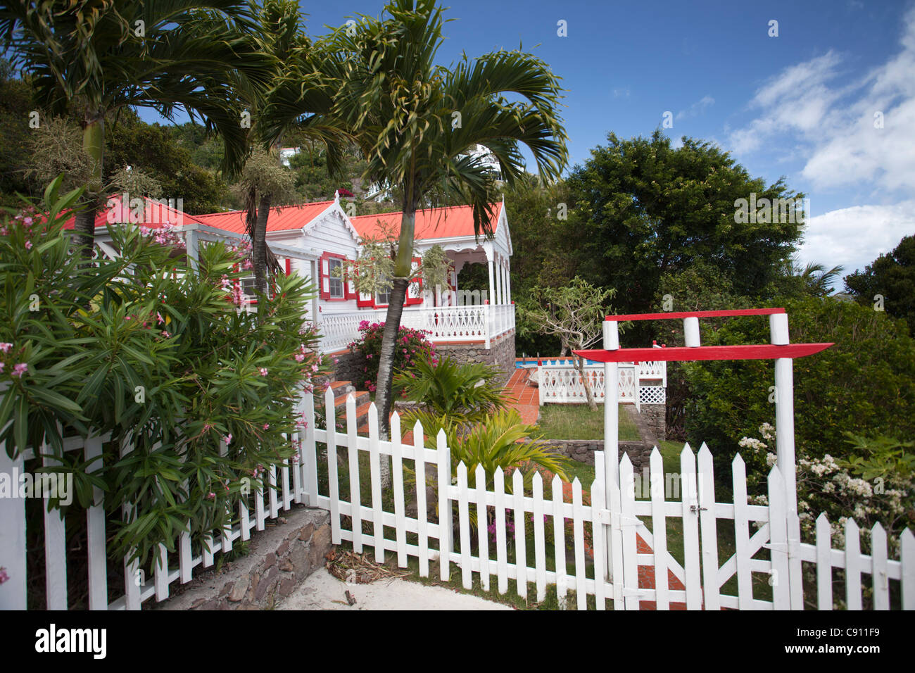 I Paesi Bassi, Windwardside, Isola di Saba, olandese dei Caraibi. Casa residenziale. Foto Stock