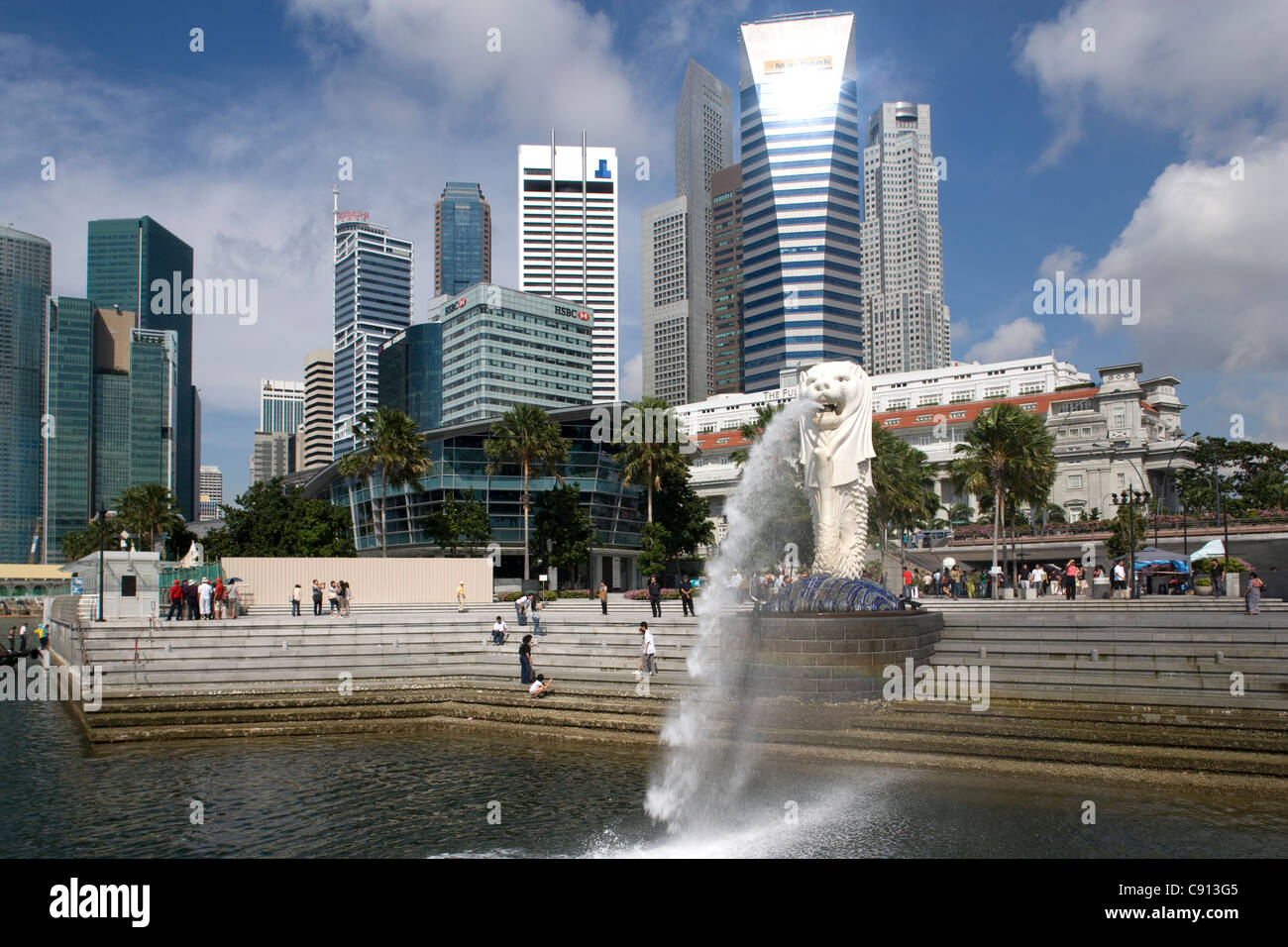 Il fiume Singapore: Il Merlion Foto Stock
