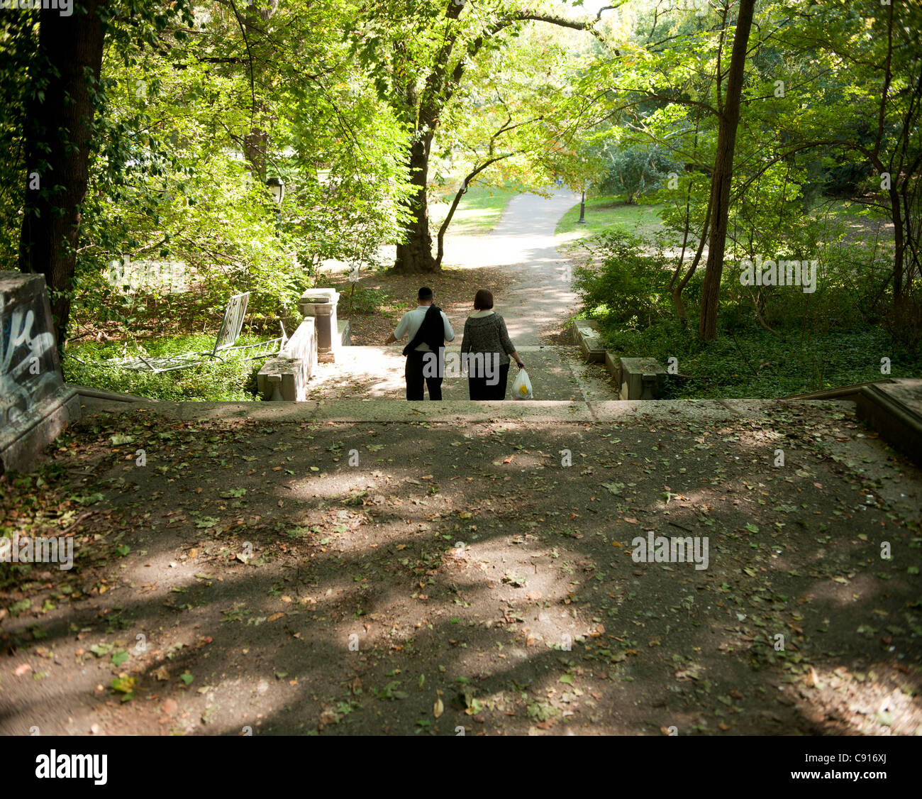 Prospect Park di Brooklyn offre un santuario naturale dalla frenetica vita quotidiana con i suoi numerosi spazi aperti di alberi e laghi. Data Foto Stock