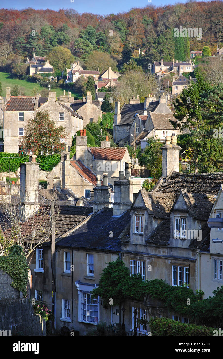 Vista del villaggio, Box, Wiltshire, Inghilterra, Regno Unito Foto Stock