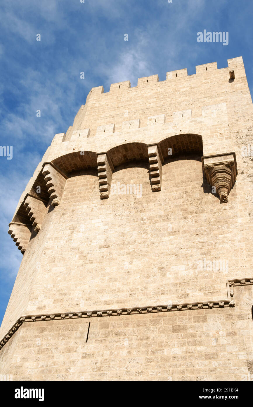 Torres de Serranos, la monumentale delle porte della città di Valencia, Spagna. Foto Stock