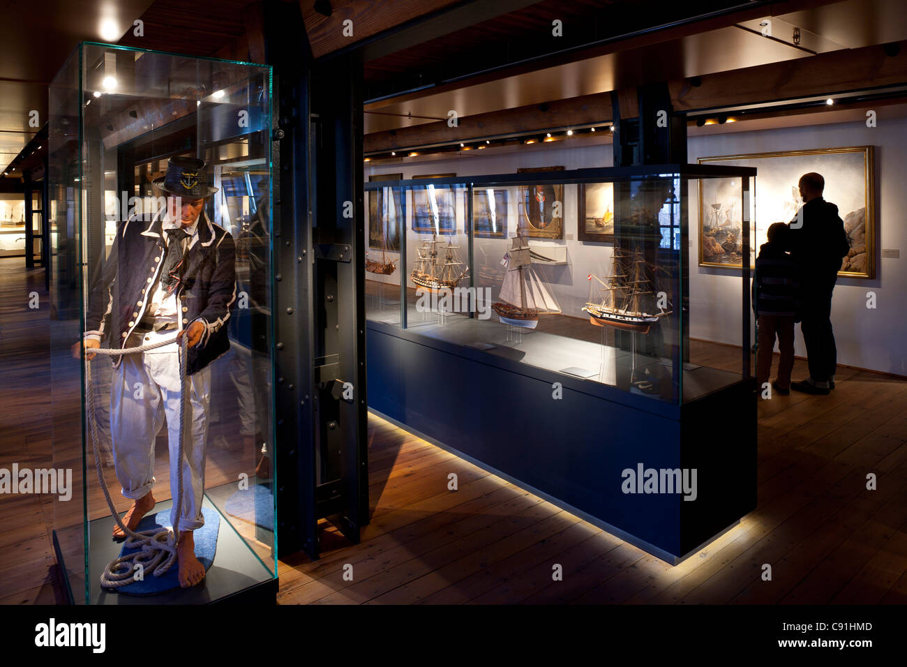 La figura e il modello le navi a vela a International Maritime Museum di Amburgo, città anseatica di Amburgo, Germania, Europa Foto Stock