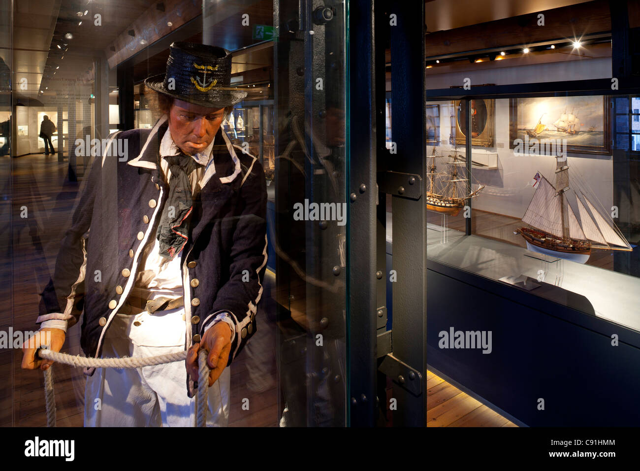 La figura e il modello le navi a vela a International Maritime Museum di Amburgo, città anseatica di Amburgo, Germania, Europa Foto Stock