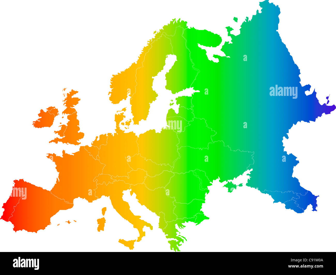 Abstract europe color mappa vettoriale su bianco Foto Stock