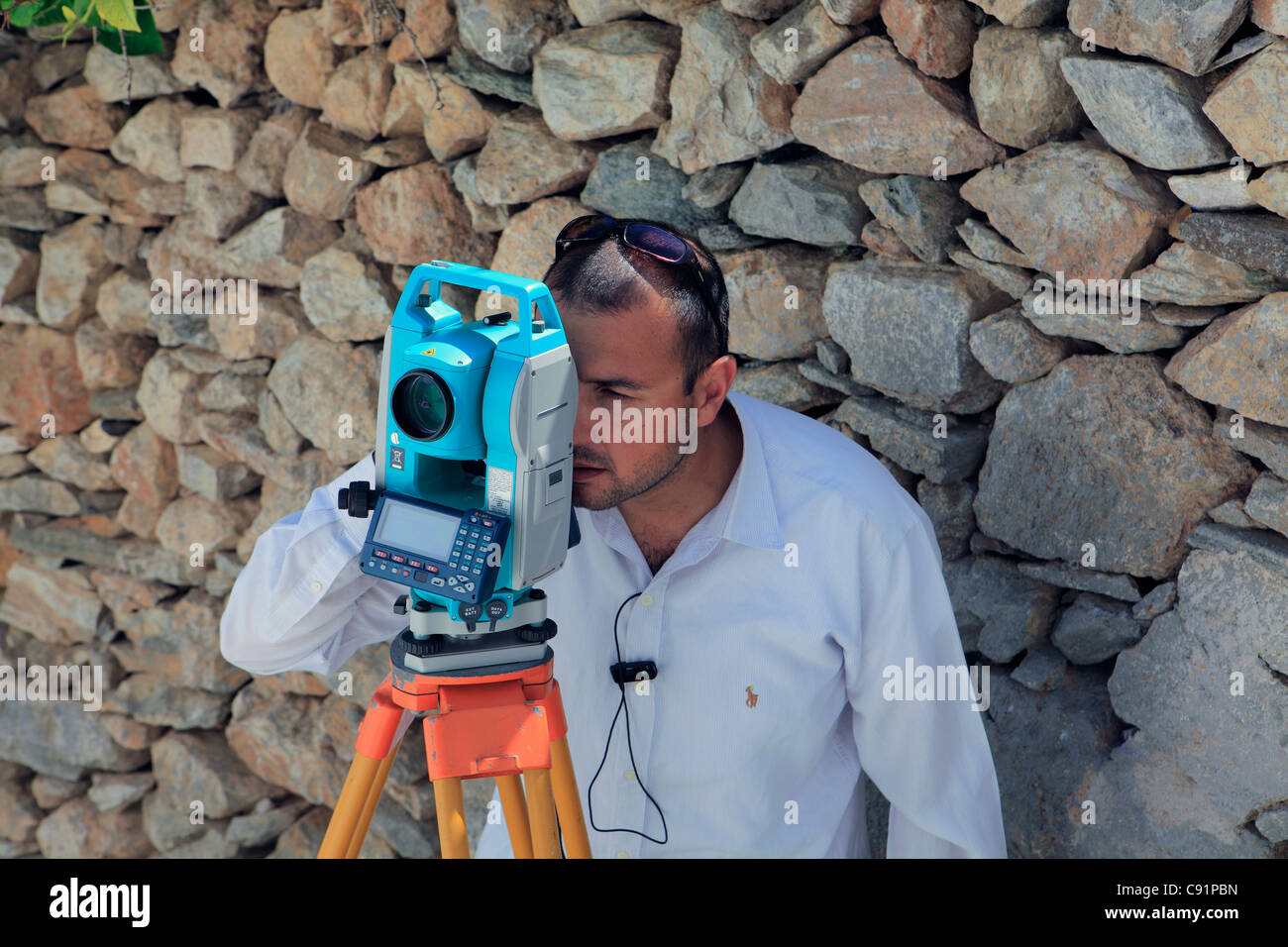 Un geometra al lavoro Foto Stock