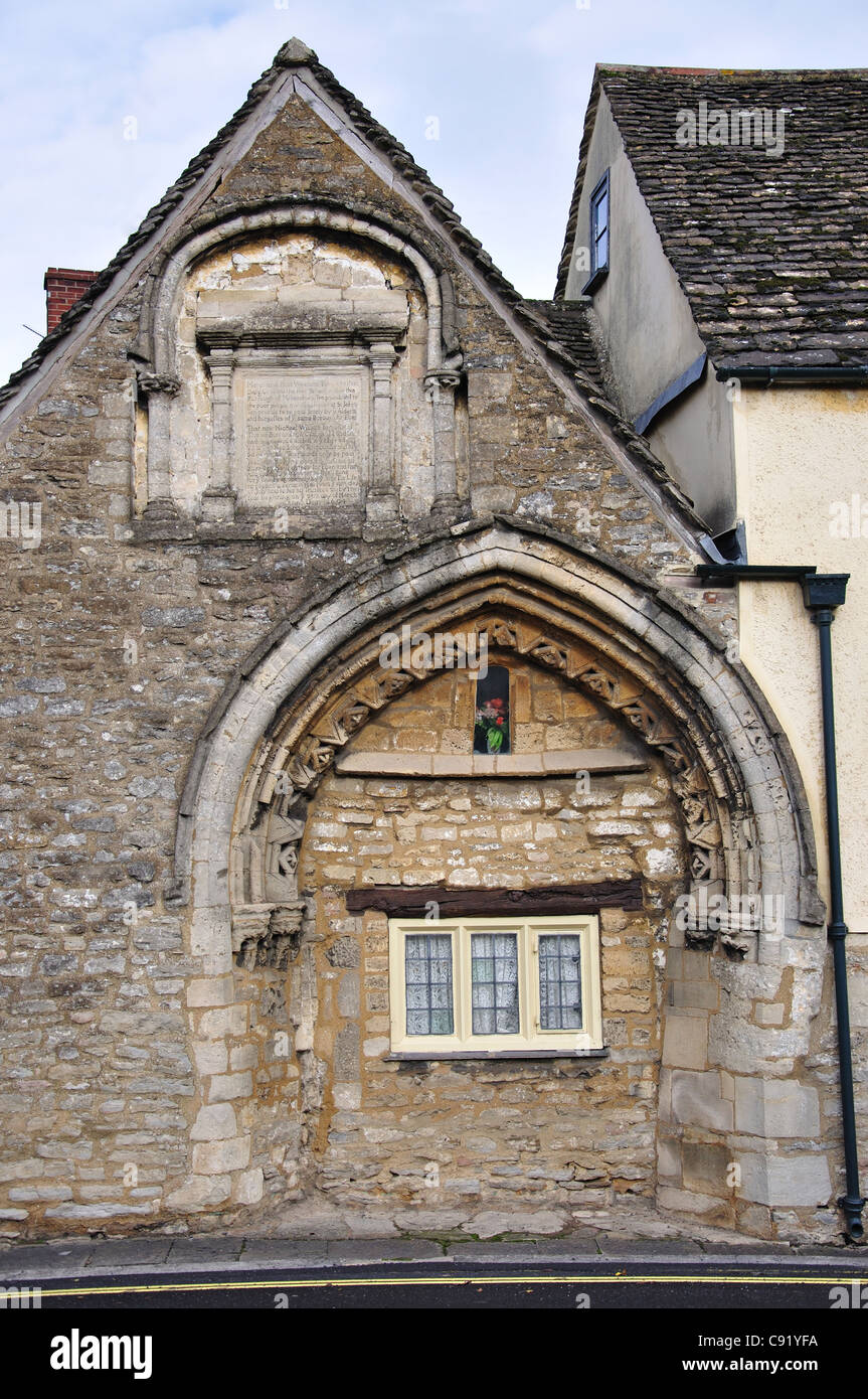St John's gli ospizi di carità, High Street, Malmesbury, Wiltshire, Inghilterra, Regno Unito Foto Stock