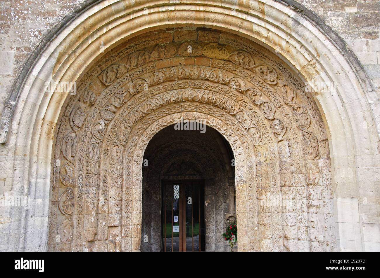 Ingresso Parvise a Malmesbury Abbey, Malmesbury, Wiltshire, Inghilterra, Regno Unito Foto Stock