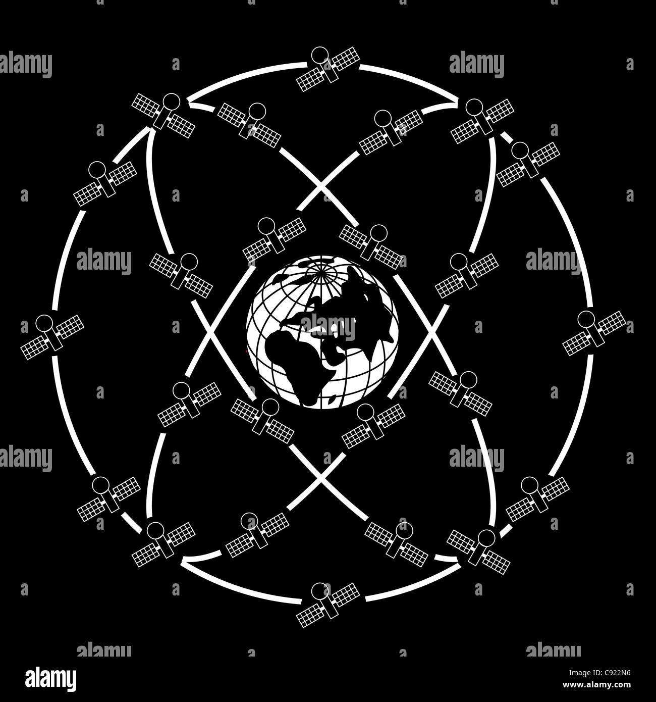 Spazio satelliti in orbita eccentrica intorno alla terra. Foto Stock