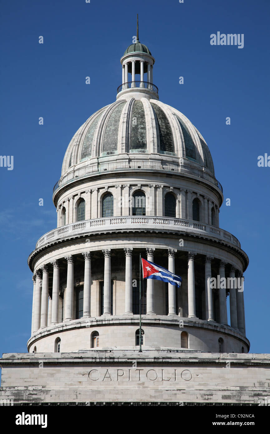 La cupola del Capitol nazionale al Paseo del Prado a l'Avana, Cuba. Foto Stock