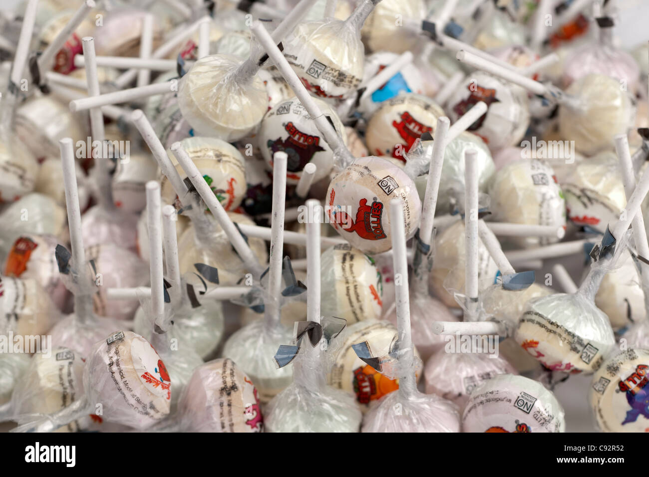 Pila di Swizzels Matlow lollies doppia Foto Stock