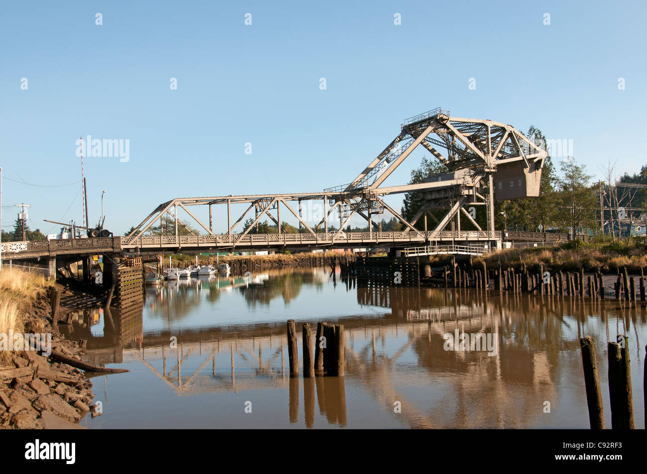 Aberdeen Washington Wishkah River Bridge negli Stati Uniti Foto Stock