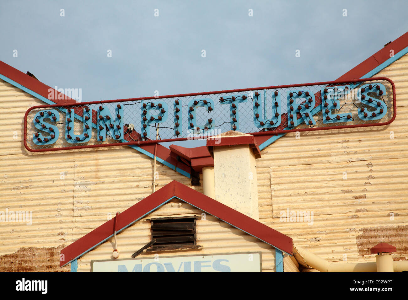 Storico immagini Sun outdoor sdraio cinema (1916), Broome, regione di Kimberley, Australia occidentale, Australia Foto Stock