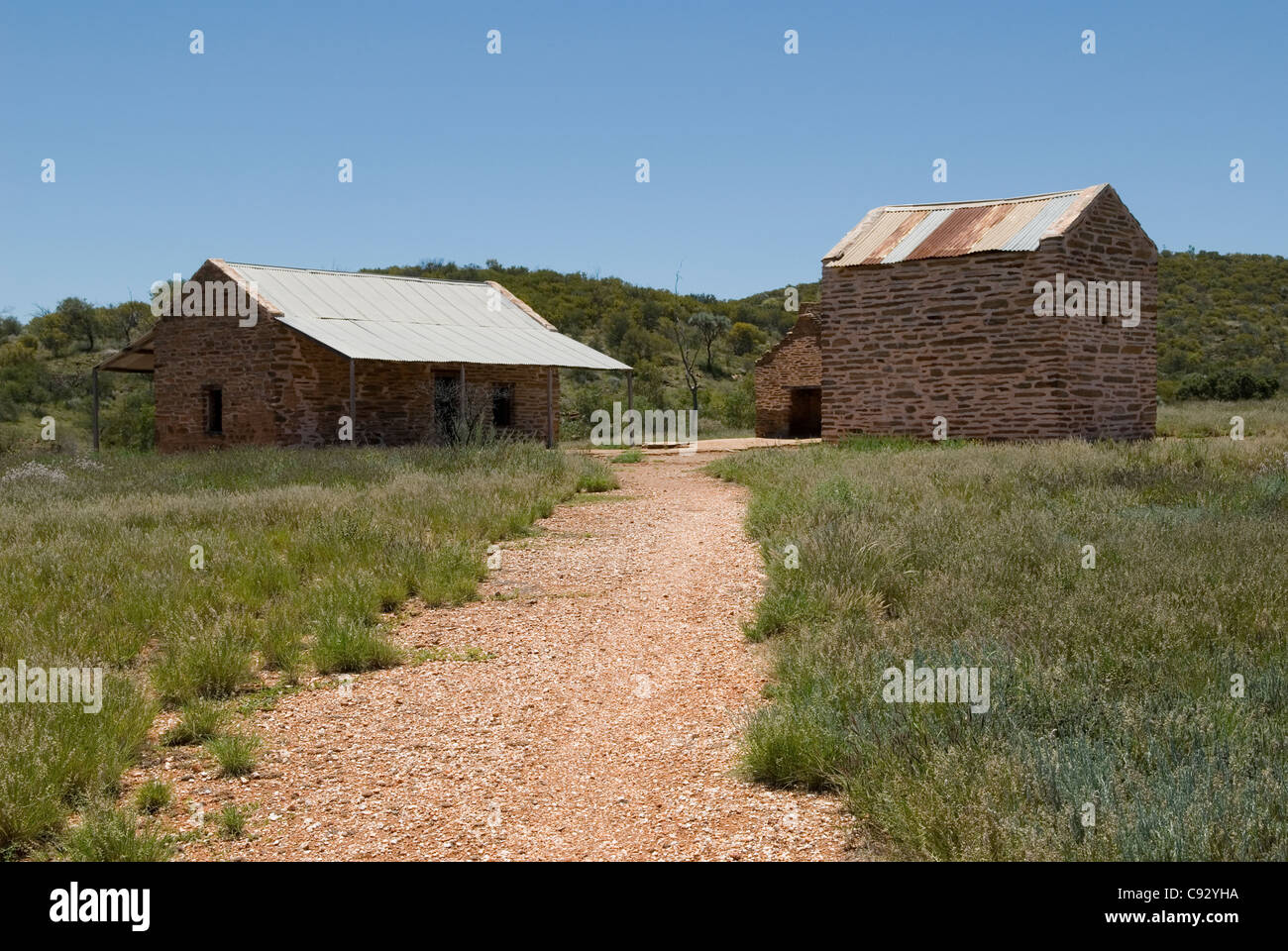 Arltunga fu ufficialmente Australia centrale la prima città nata al di fuori di un Gold Rush che ora è una riserva storica e città fantasma. Foto Stock