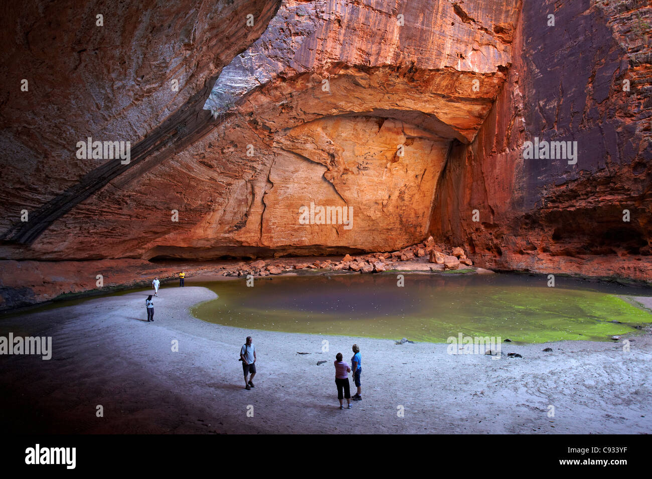 I turisti alla Cattedrale Gorge, pasticciare Bungles, Parco Nazionale di Purmululu, regione di Kimberley, Australia occidentale, Australia Foto Stock