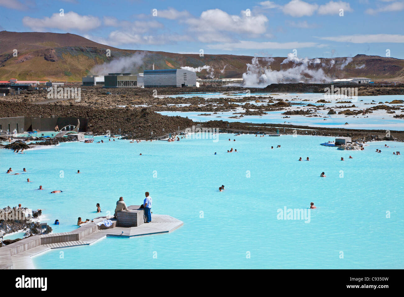 La laguna blu spa geotermico nel sud-ovest dell'Islanda è le isole più unico e popolare attrazione. Foto Stock