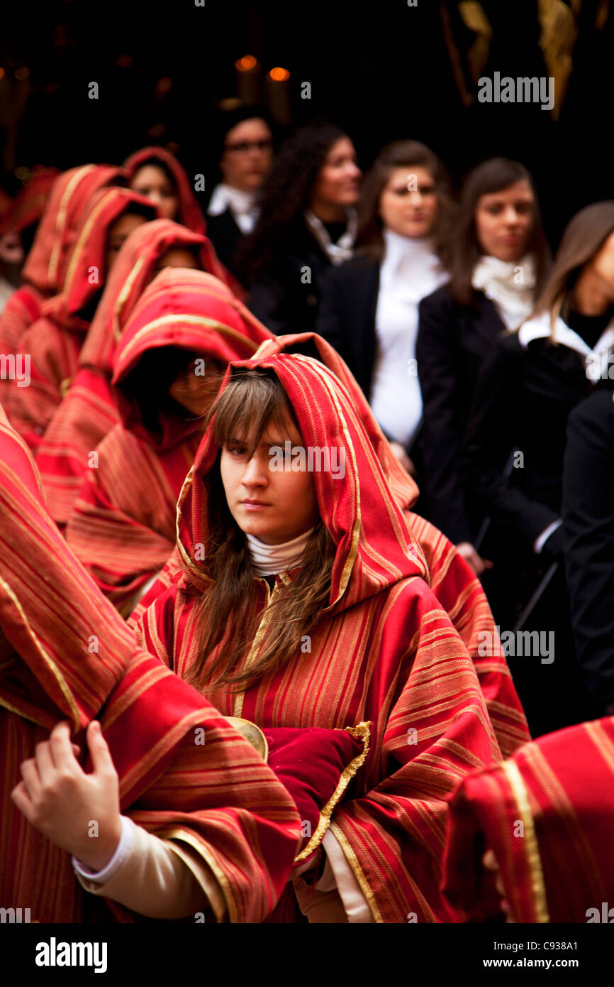 Sicilia, l'Italia, i 'misteri' di Trapani'; uno dei la più antica e la più lunga processione in Italia. Foto Stock