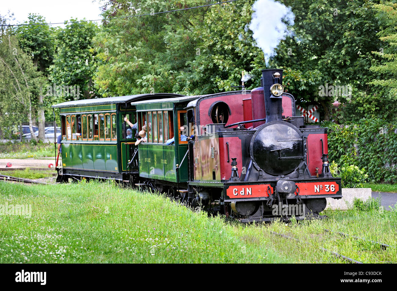 Treno storico: Musee des Tramways à Vapeur et des chemins de fer Secondaires, Francia. Foto Stock