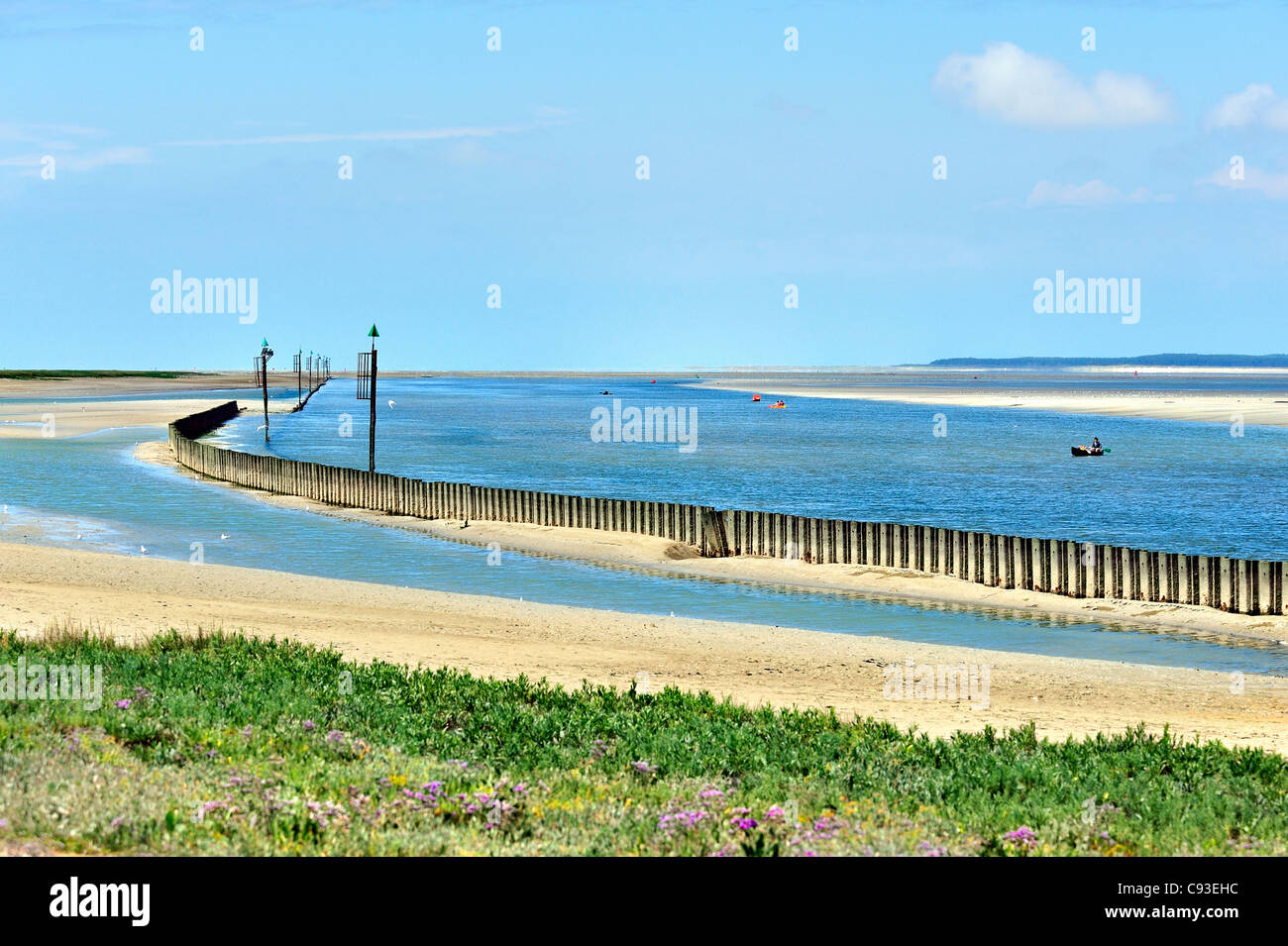 L'estuario del fiume somme a Saint Valery sur mer, Francia. Foto Stock