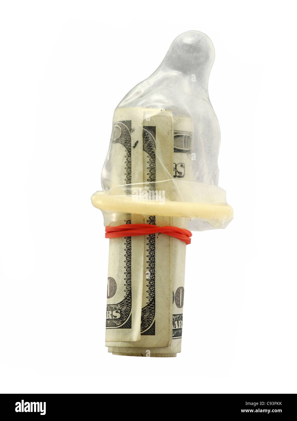 Noi denaro e kondome Foto Stock