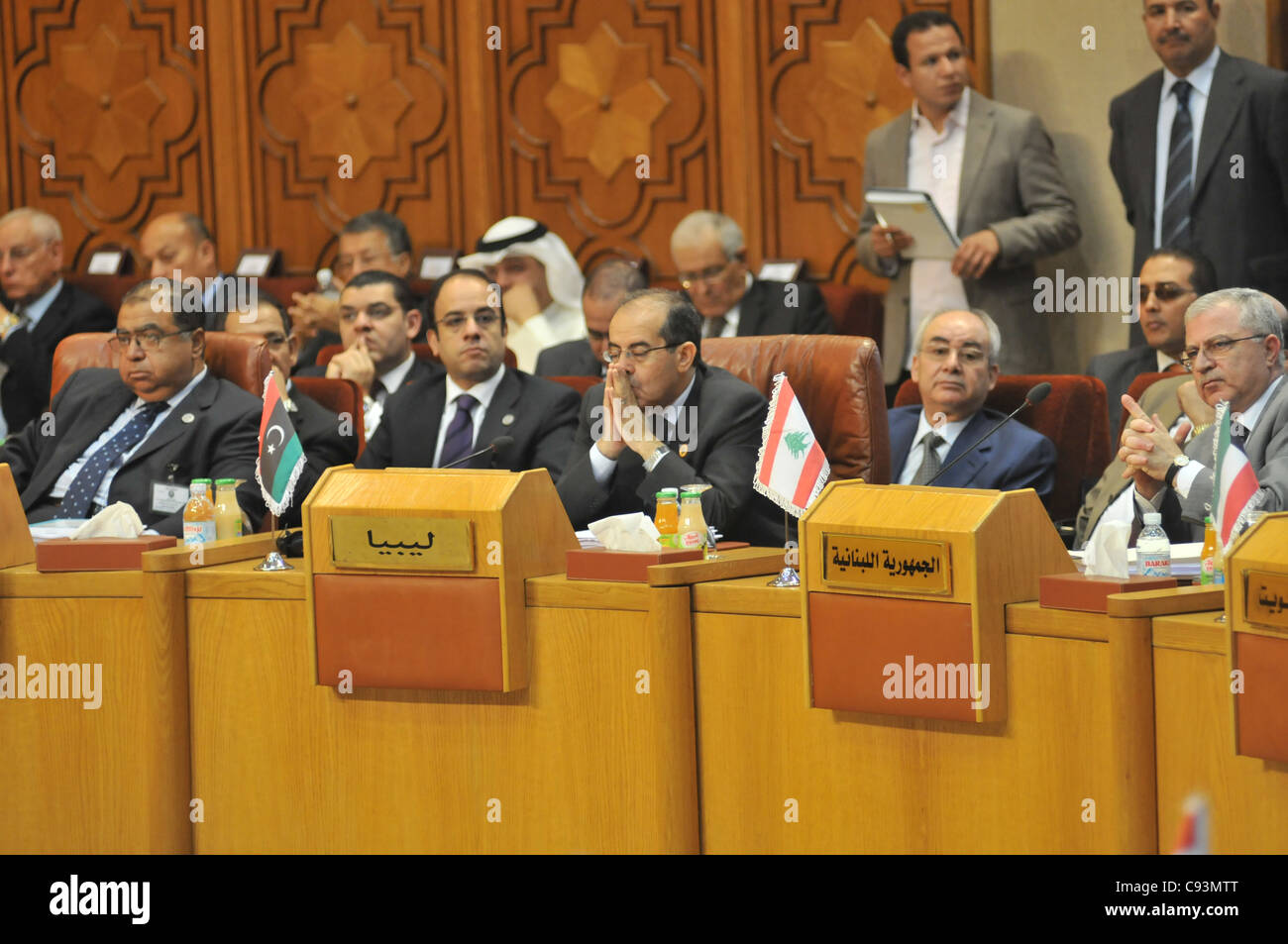 Mahmoud Jibril, Presidente del Consiglio nazionale di transizione, in corrispondenza della Lega araba al Cairo durante la visita di Erdogan della Turchia Foto Stock