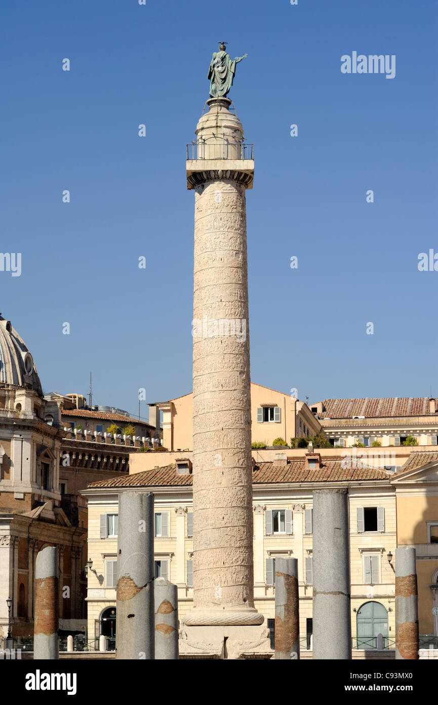 Italia, Roma, colonna di Traiano Foto Stock